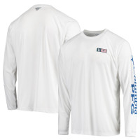 Adult Men's Los Angeles Dodgers Columbia Americana Terminal Tackle Omni-Shade Raglan Long Sleeve baseball T-shirt - White