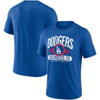 Adult Men's Los Angeles Dodgers Baseball Badge of Honor Tri-Blend baseball T-shirt - Heathered Royal