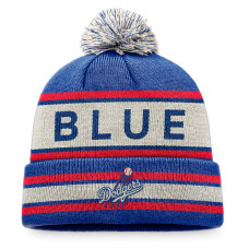 Adult Men's Los Angeles Dodgers Baseball Hometown Slogan Cuffed Knit Hat with Pom - Royal/Natural