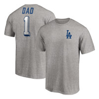 Adult Men's Los Angeles Dodgers Baseball Number One Dad baseball T-shirt - Heather Gray