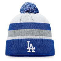 Adult Men's Los Angeles Dodgers Baseball Stripe Cuffed Knit Hat with Pom - Royal
