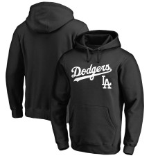 Adult Men's Los Angeles Dodgers Baseball Team Lockup Fitted Pullover baseball Hoodie - Black