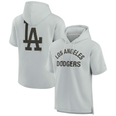 Adult Men's Los Angeles Dodgers Super Soft Fleece Short Sleeve baseball Hoodie - Gray