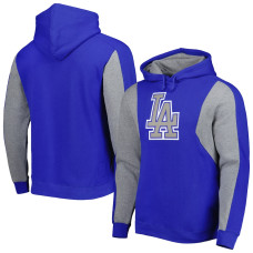Adult Men's Los Angeles Dodgers Mitchell & Ness Colorblocked Fleece Pullover baseball Hoodie - Royal/Heather Gray