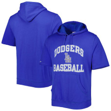 Adult Men's Los Angeles Dodgers Mitchell & Ness Cooperstown Collection Washed Fleece Pullover Short Sleeve baseball Hoodie - Royal