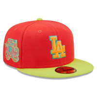 Adult Men's Los Angeles Dodgers New Era 1978 World Series Lava Highlighter Combo 59FIFTY Fitted Hat - Red/Neon Green