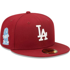 Adult Men's Los Angeles Dodgers New Era 2020 World Series Air Force Blue Undervisor 59FIFTY Fitted Hat - Cardinal