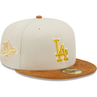 Adult Men's Los Angeles Dodgers New Era Corduroy Visor 59FIFTY Fitted Hat - Cream/Brown 