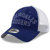 Adult Men's Los Angeles Dodgers New Era Frayed Wordmark Trucker 9TWENTY Adjustable Hat - Royal