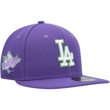 Adult Men's Los Angeles Dodgers New Era Lime Side Patch 59FIFTY Fitted Hat - Purple