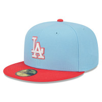Adult Men's Los Angeles Dodgers New Era Spring Color Two-Tone 59FIFTY Fitted Hat - Light Blue/Red