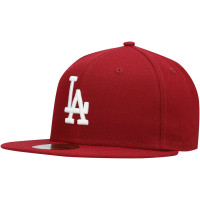 Adult Men's Los Angeles Dodgers New Era White Logo 59FIFTY Fitted Hat - Cardinal 