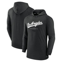 Adult Men's Los Angeles Dodgers Authentic Collection Early Work Tri-Blend Performance Pullover baseball Hoodie - Heather Black