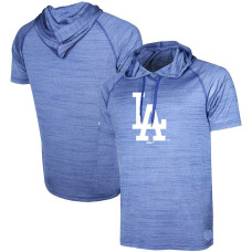 Adult Men's Los Angeles Dodgers Stitches Raglan Short Sleeve Pullover baseball Hoodie - Heathered Royal