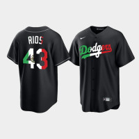 #43 Edwin Rios Los Angeles Dodgers Men's Replica Mexican Heritage Night Jersey - Black #43 Edwin Rios Los Angeles Dodgers Men's Replica Mexican Heritage Night Jersey - Black
