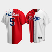 Los Angeles Dodgers #5 Freddie Freeman Replica Split Men's Jersey - Two Tone