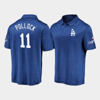Men's Los Angeles Dodgers AJ Pollock Royal Iconic Primary Logo Striated Polo