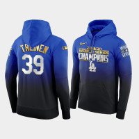 Men's Los Angeles Dodgers #39 Blake Treinen 2020 World Series Champions Royal Gradient Hoodie