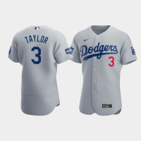 Men's Los Angeles Dodgers Chris Taylor Gray 2020 World Series Champions Alternate Authentic Jersey
