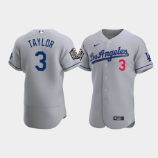 Men's Los Angeles Dodgers Chris Taylor Gray 2020 World Series Road Authentic Jersey