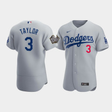 Men's Los Angeles Dodgers Chris Taylor Gray 2020 World Series Alternate Authentic Jersey