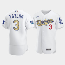 Men's Los Angeles Dodgers Chris Taylor White 2021 Gold Program Authentic Patch Jersey