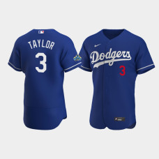 Men's Los Angeles Dodgers Chris Taylor Royal Authentic Patch 2020 Alternate Jersey