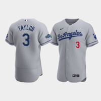 Men's Los Angeles Dodgers Chris Taylor Gray Authentic Patch 2020 Road Jersey
