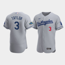 Men's Los Angeles Dodgers Chris Taylor Gray Authentic Patch 2020 Road Jersey