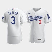 Men's Los Angeles Dodgers #3 Chris Taylor White Authentic Jersey