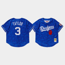 Men's Los Angeles Dodgers Chris Taylor #3 Blue BAPE x Mitchell & Ness Jersey