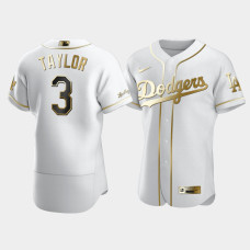 Men's Los Angeles Dodgers Chris Taylor #3 White Golden Edition Authentic Jersey