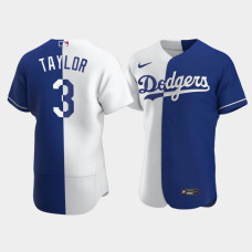 Men's Los Angeles Dodgers Chris Taylor #3 Royal Color Split Authentic Jersey