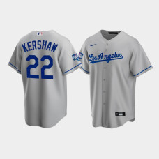 Men's Los Angeles Dodgers Clayton Kershaw Gray 2020 World Series Champions Road Replica Jersey