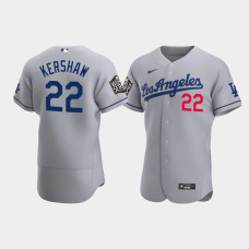 Men's Los Angeles Dodgers Clayton Kershaw Gray 2020 World Series Road Authentic Jersey