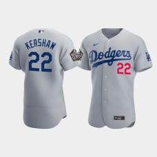 Men's Los Angeles Dodgers Clayton Kershaw Gray 2020 World Series Alternate Authentic Jersey