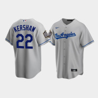 Men's Los Angeles Dodgers #22 Clayton Kershaw Gray 2020 World Series Replica Road Jersey