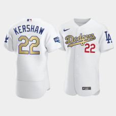 Men's Los Angeles Dodgers Clayton Kershaw White 2021 Gold Program Authentic Patch Jersey