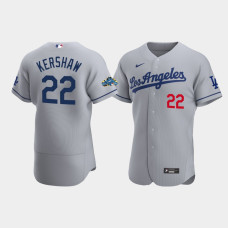 Men's Los Angeles Dodgers Clayton Kershaw Gray Authentic Patch 2020 Road Jersey