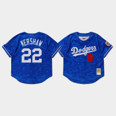 Men's Los Angeles Dodgers Clayton Kershaw #22 Blue BAPE x Mitchell & Ness Jersey