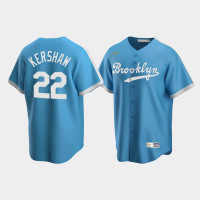 Men's Los Angeles Dodgers Clayton Kershaw #22 Light Blue Cooperstown Collection Alternate Jersey