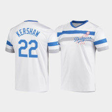 Men's Los Angeles Dodgers Clayton Kershaw White Cooperstown Collection V-Neck Jersey