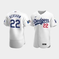 Men's Los Angeles Dodgers Clayton Kershaw White Home Authentic Jersey - Jackie Robinson 75th Anniversary
