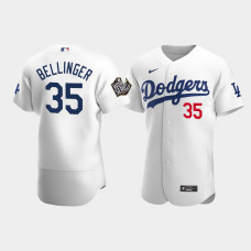 Men's Los Angeles Dodgers #35 Cody Bellinger White 2020 World Series Authentic Jersey