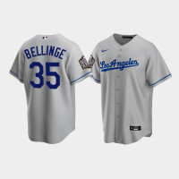 Men's Los Angeles Dodgers #35 Cody Bellinger Gray 2020 World Series Replica Road Jersey