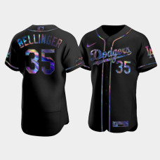 Men's Los Angeles Dodgers Cody Bellinger Black Iridescent Logo Authentic Holographic Limited Jersey