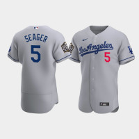 Men's Los Angeles Dodgers Corey Seager Gray 2020 World Series Road Authentic Jersey