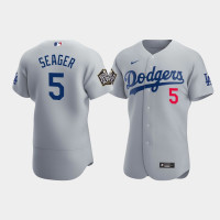 Men's Los Angeles Dodgers Corey Seager Gray 2020 World Series Alternate Authentic Jersey