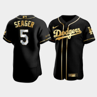 Men's Los Angeles Dodgers Corey Seager #5 Black Golden Edition Authentic Jersey