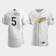 Men's Los Angeles Dodgers Corey Seager #5 White Golden Edition Authentic Jersey